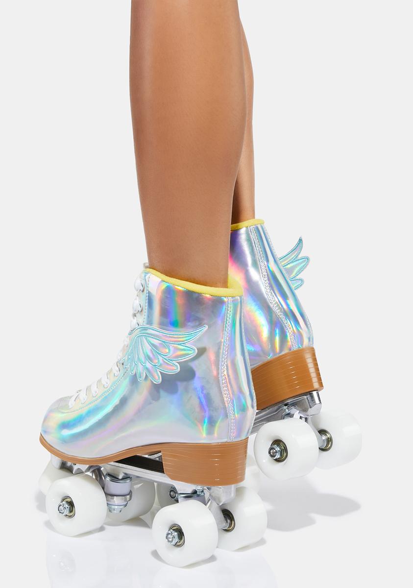 Seventh Heaven Holographic Winged Roller Skates