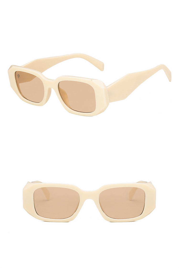 Colorblock Square Frame Black Lens Outdoor Sunglasses