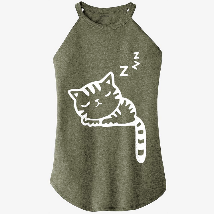 Cute Sleeping Cat Hangs Its Tail, Cat Rocker Tank Top