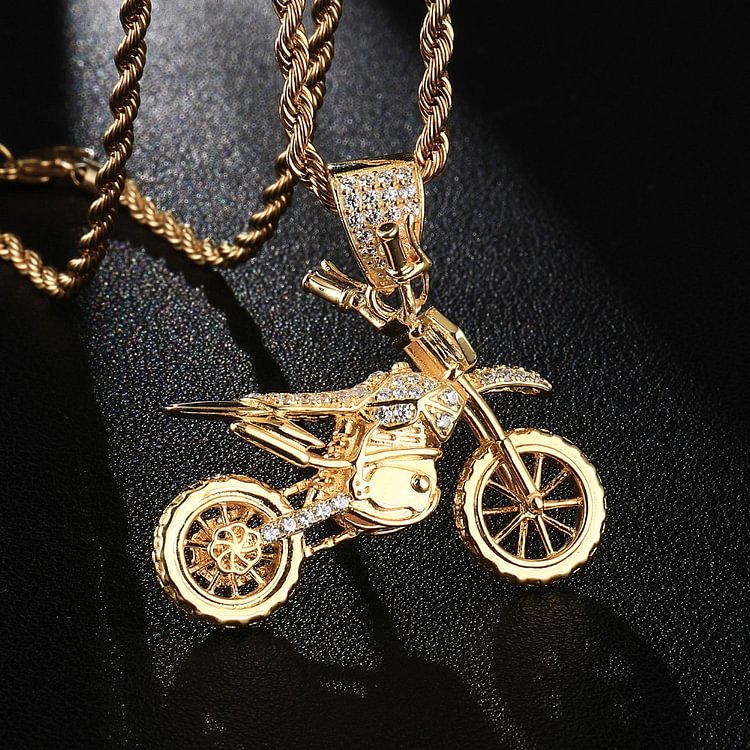 Iced Out Cool Motorcycle Pendants Necklaces