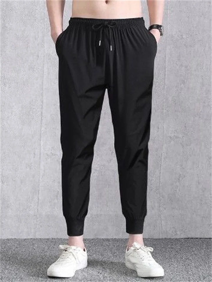 Men's Athletic Pants Cropped Pants Casual Pants Pocket Drawstring Elastic Waist Plain Comfort Outdoor Daily Going out Fashion Streetwear Black Grey