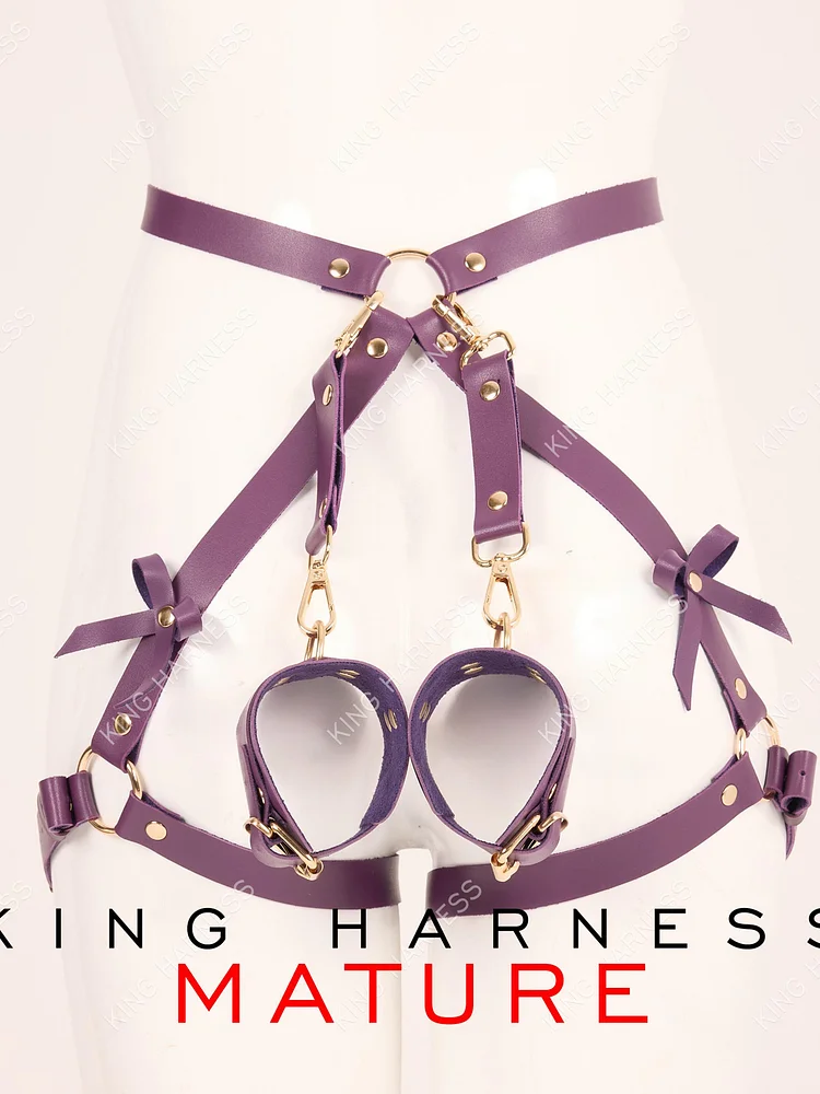 pornhint Pornhint Butt Holder, Leather Lingerie Harness and Cuffs, Leather Garter Set, Leg Harness With Cuffs, Bdsm Belt, Booty Harness, Harness For Women, leather body harnesses for women