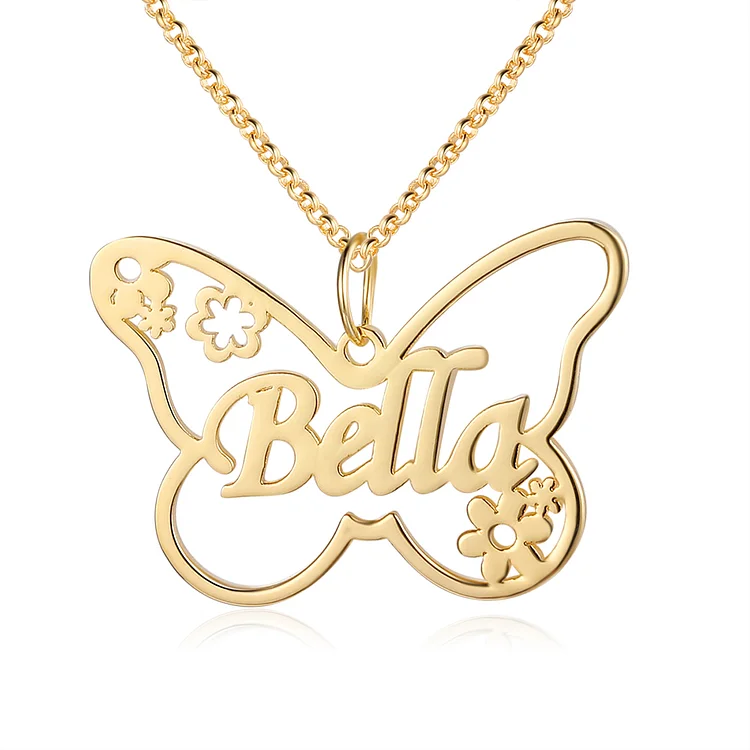 Personalized Butterfly Necklace Custom 1 Name Necklace Gift For Women