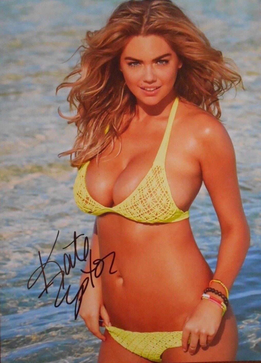 KATE UPTON ** YELLOW BIKINI * VS MODEL ACTRESS * SIGNED Photo Poster painting 8 X 11 W/COA