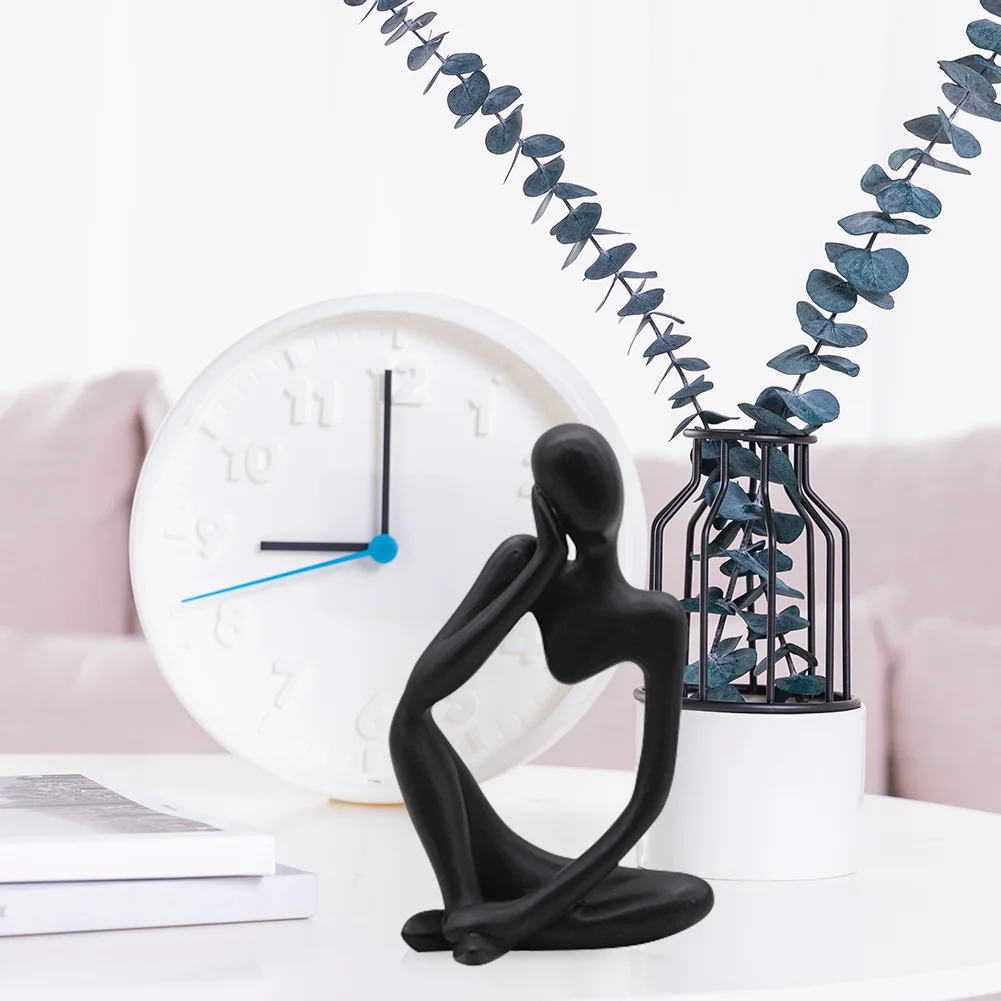 Abstract Thinker Statue Mini Office Crafts Sculpture (Black Think Left)