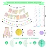 Birthday Decorations, NO DIY, Pre-Strung Happy Birthday Banner with Honeycomb Balls, Hanging Swirls, Circle Dots Garland, Happy Birthday Party Decorations for Women Men Boys Girls (Pastel)