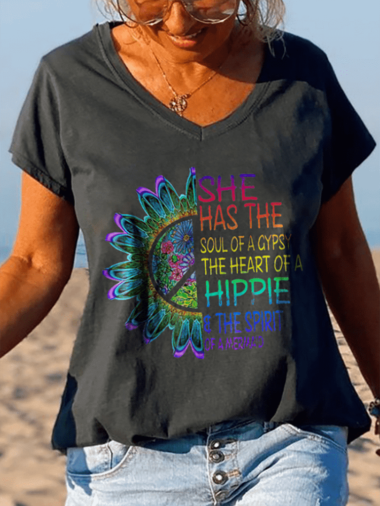 She Has The Soul Of A Gypsy Sunflowers Colorful Graphic Tees