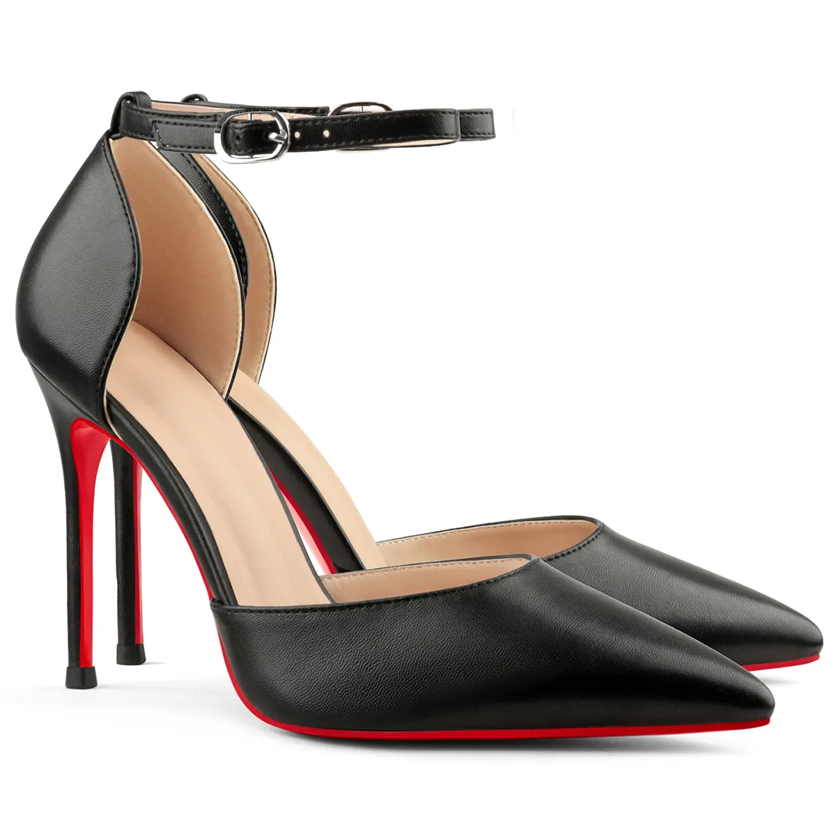 100mm Women&rsquo;s High Heels Ankle Strap Pointed Toe Matte Pumps Wedding Party  Sandals-vocosishoes