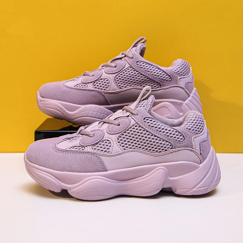 Stylish Brand Chunky Sneakers Women Fashion 2021 Trend Purple Summer Shoes Outdoor Jogging Sneakers Mesh Breathable Casual Shoes
