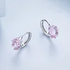 925 Sterling Silver Luxury Style Pink Gemstone Zircon Stud Earrings 