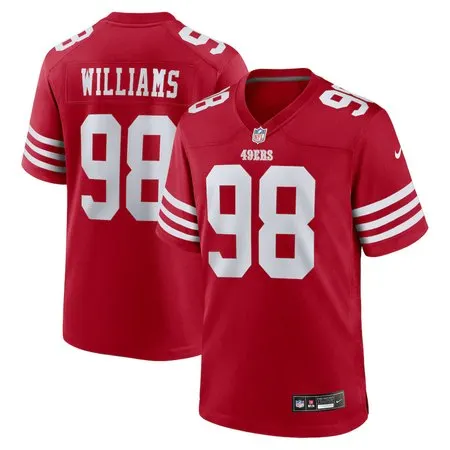 Youth San Francisco 49ers #98 Mykel Williams  Scarlet 2025 NFL Draft First Round Pick No. 11 Game Jersey
