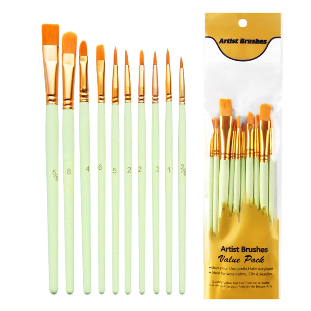 10pcs Artist Paintbrushes Professional DIY Set for Oil Watercolor