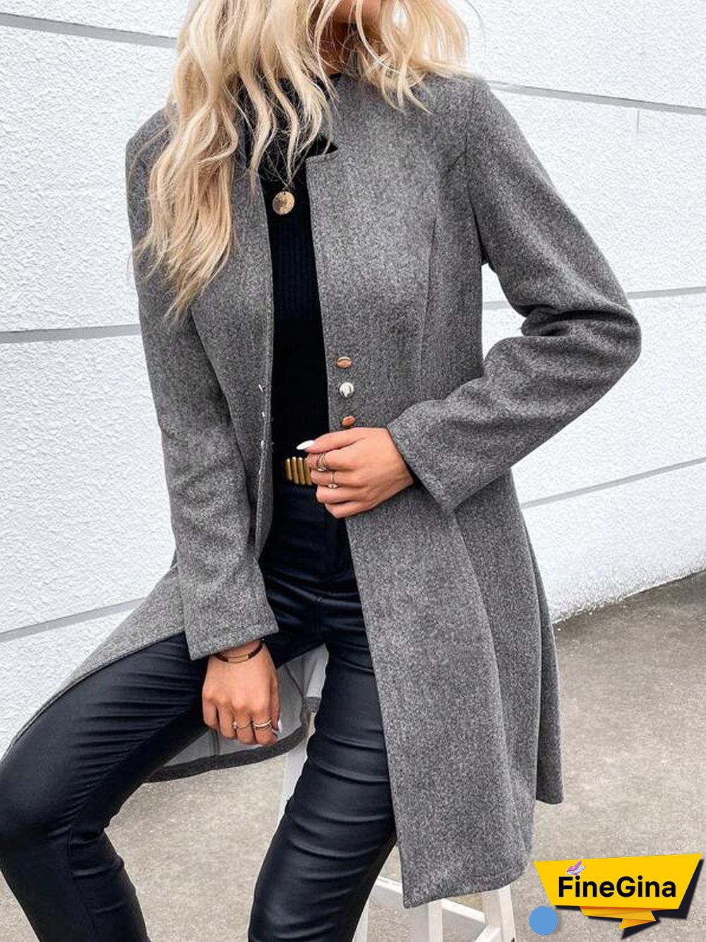 Grey Plain Long Sleeve Jacket
