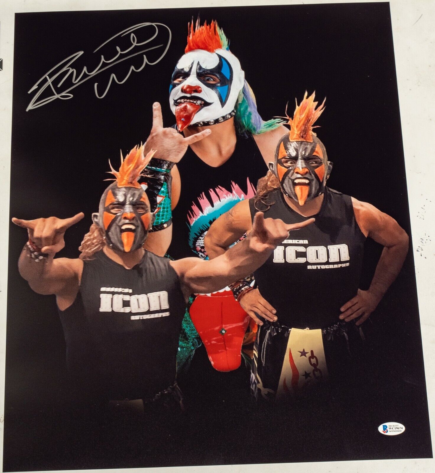 Psycho Clown Signed 16x20 Photo Poster painting BAS COA Impact AAA Lucha Libre Picture Autograph