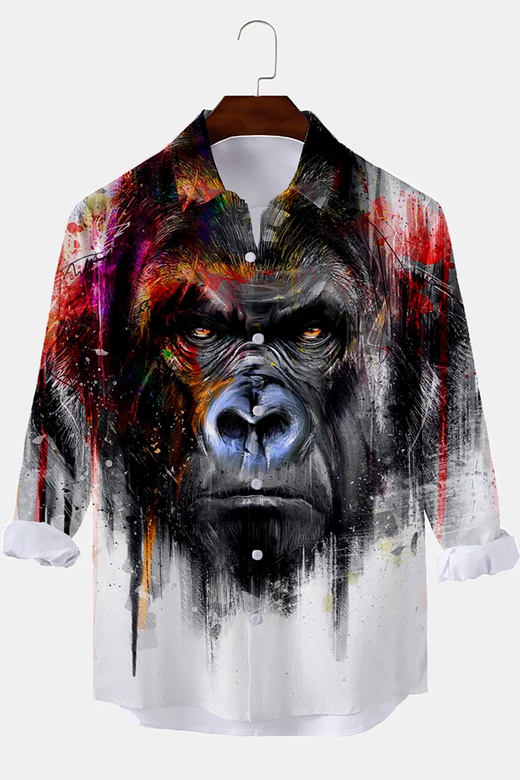 Fashion Color Print Casual Long-Sleeves Shirt