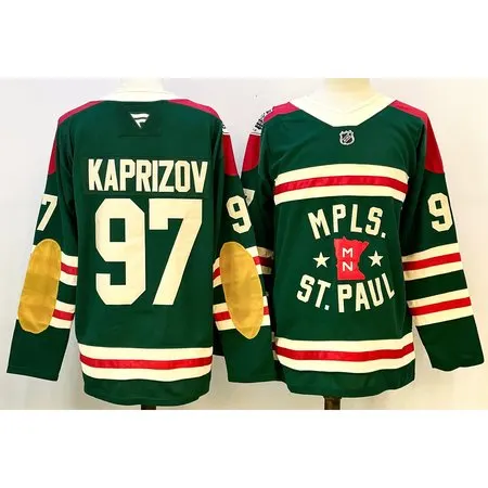 Men's Minnesota Wild #97 Kirill Kaprizov Green 2024-25 Stitched Hockey Premium Jersey