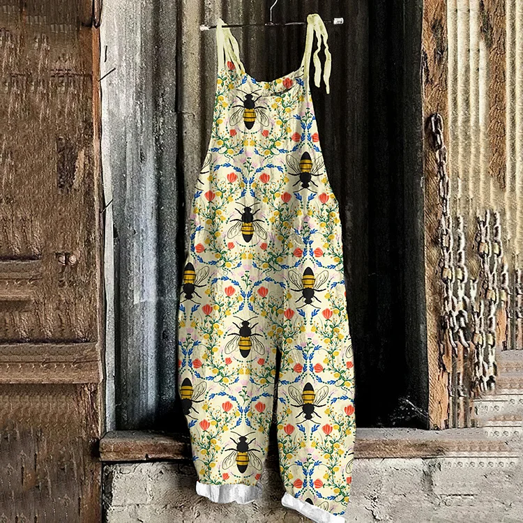 Bee Print Loose Casual Jumpsuit