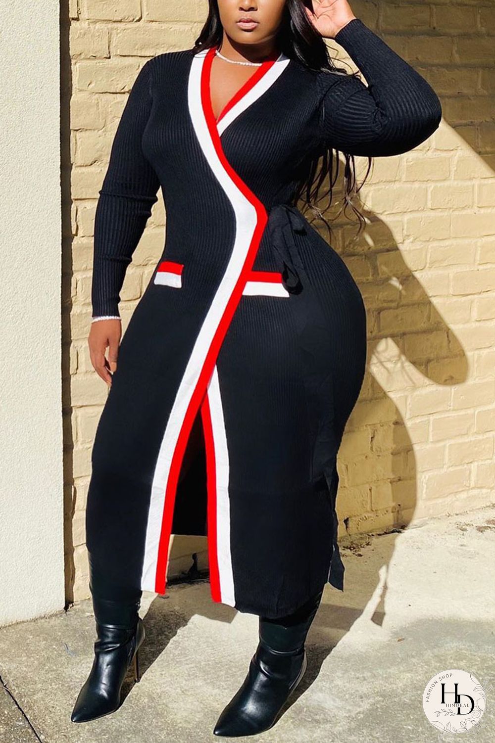 Black Casual Polyester Cotton Blends Patchwork Solid Webbing Split Joint Frenulum Cardigan Mandarin Collar Outerwear