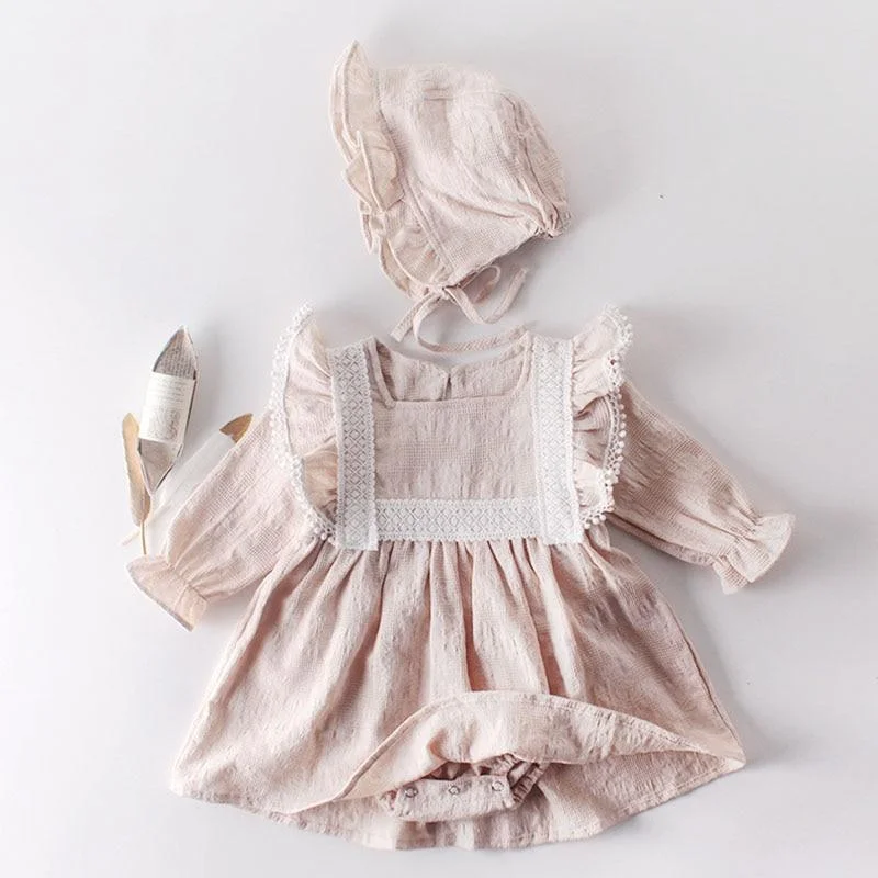 Spring Autumn Newborn Girls Lotus Leaf Collar Floral Jumpsuits Clothes Baby Knit Rompers Knitted Long Sleeve Children Rompers