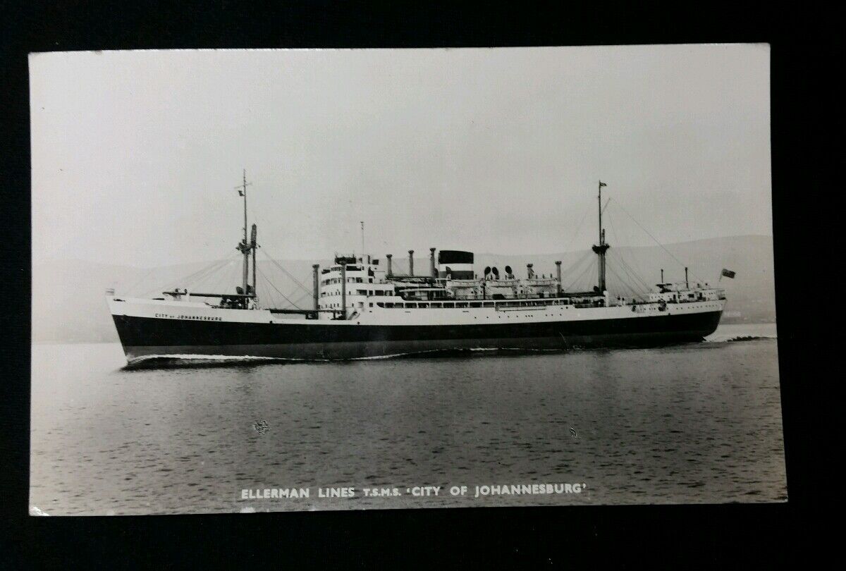 Old ship liner Photo Poster painting postcard Ellerman Lines T.S.M.S. City of Johannesburg f014