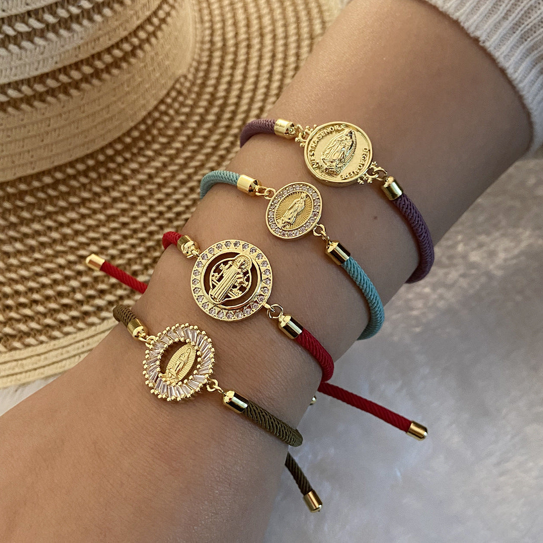 Women Expressive Copper Plastic Zircon Inlay Bracelets