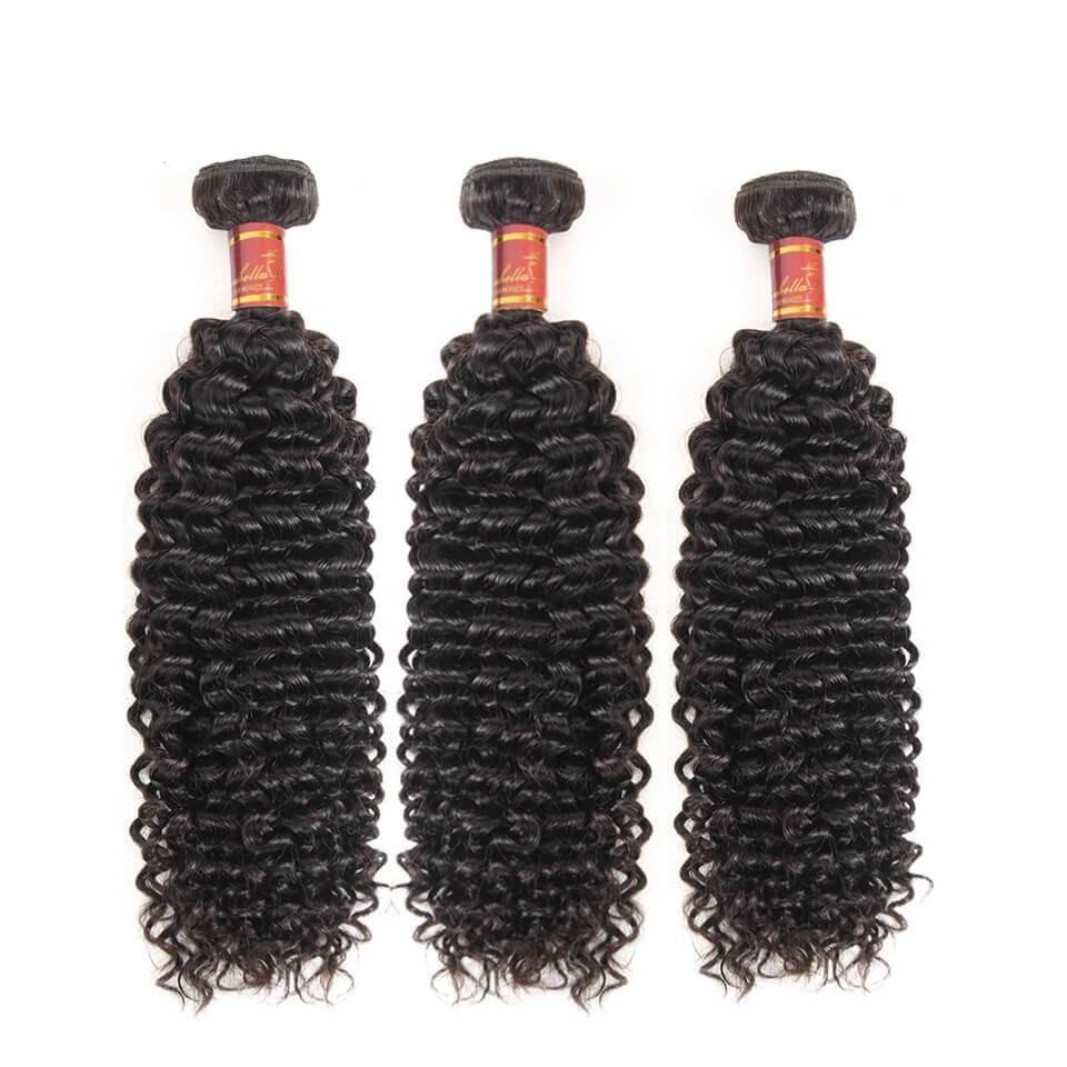 Indian Kinky Curly 3 Bundles Human Hair Weft Natural Color