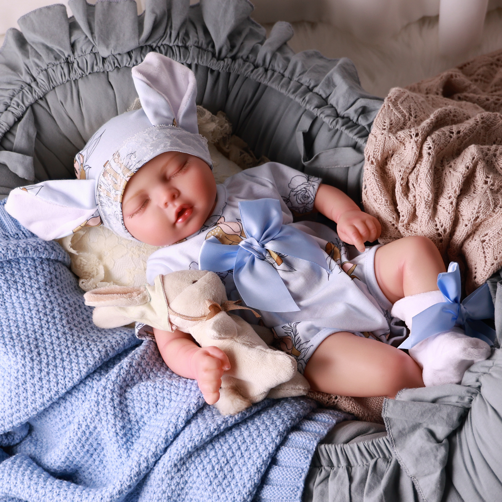 Babeside Sleeping Reborn Baby Tero 17'' Baby Newborn Boy Best Gift for Kids Cloth Body-Girl