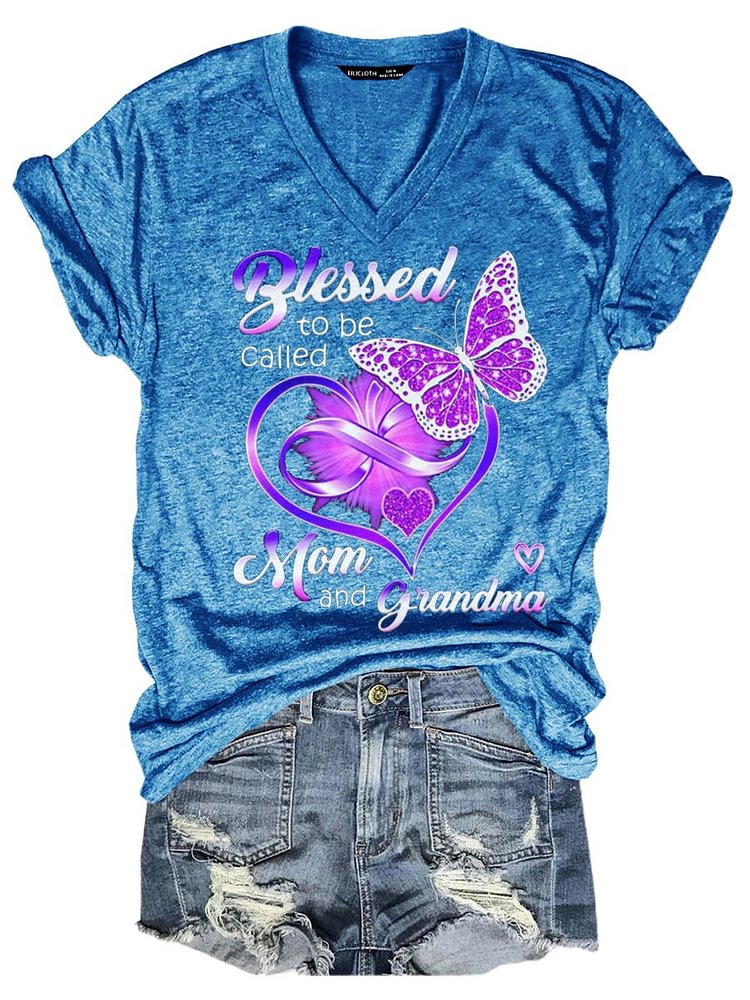 Bestdealfriday Blessed To Be Called Mom And Grandma Casual Animal Woman's T-Shirts Tops