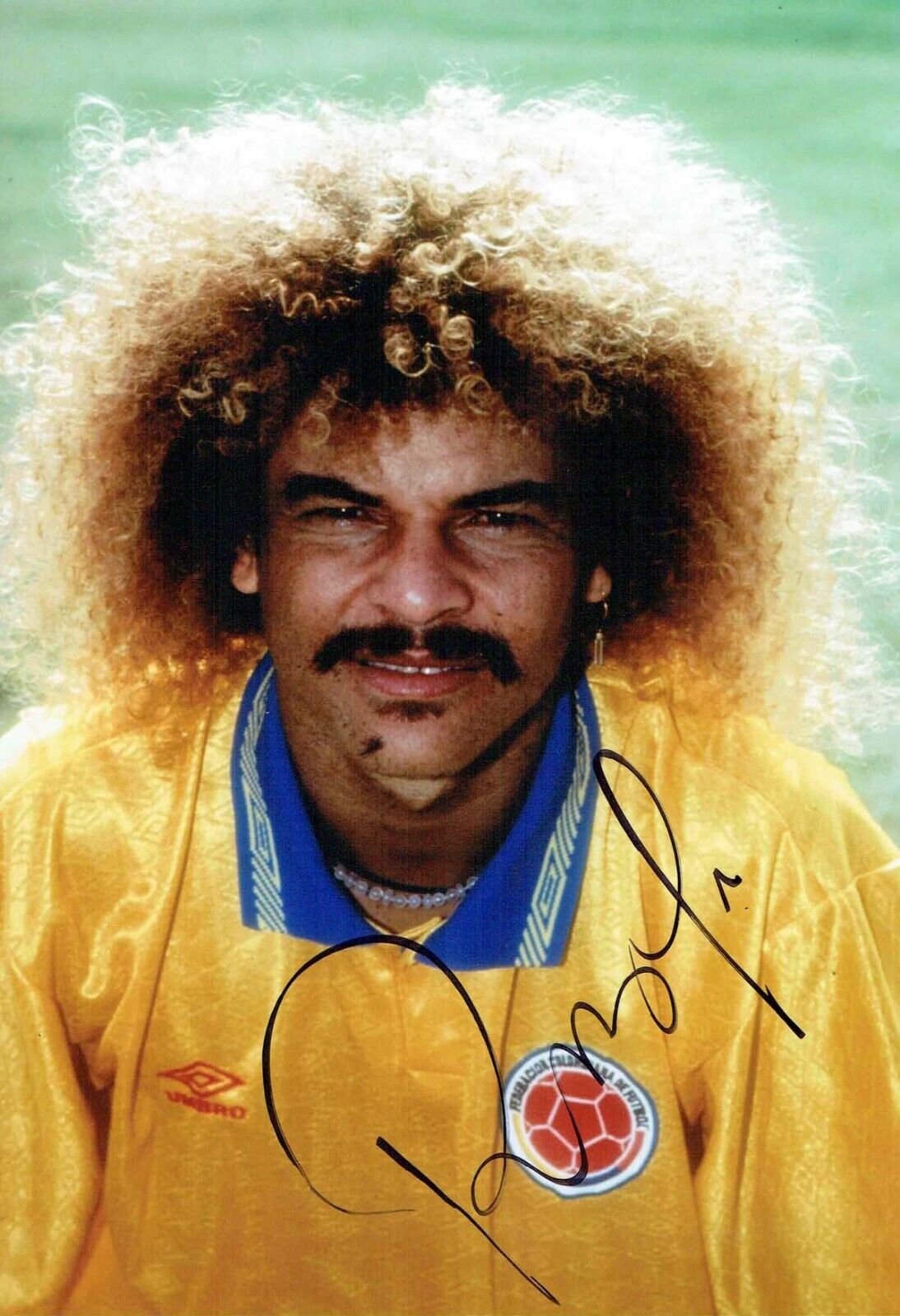 Carlos VALDERRAMA Signed Autograph 12x8 Photo Poster painting 2 Colombian Football AFTAL COA