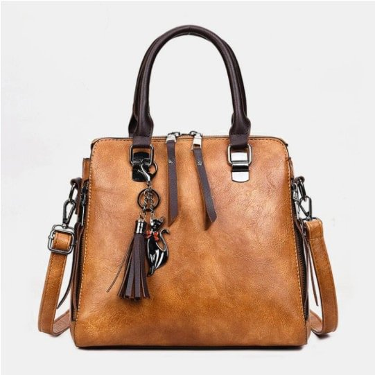Women Tassel Solid Vintage Handbag Crossbody Bag