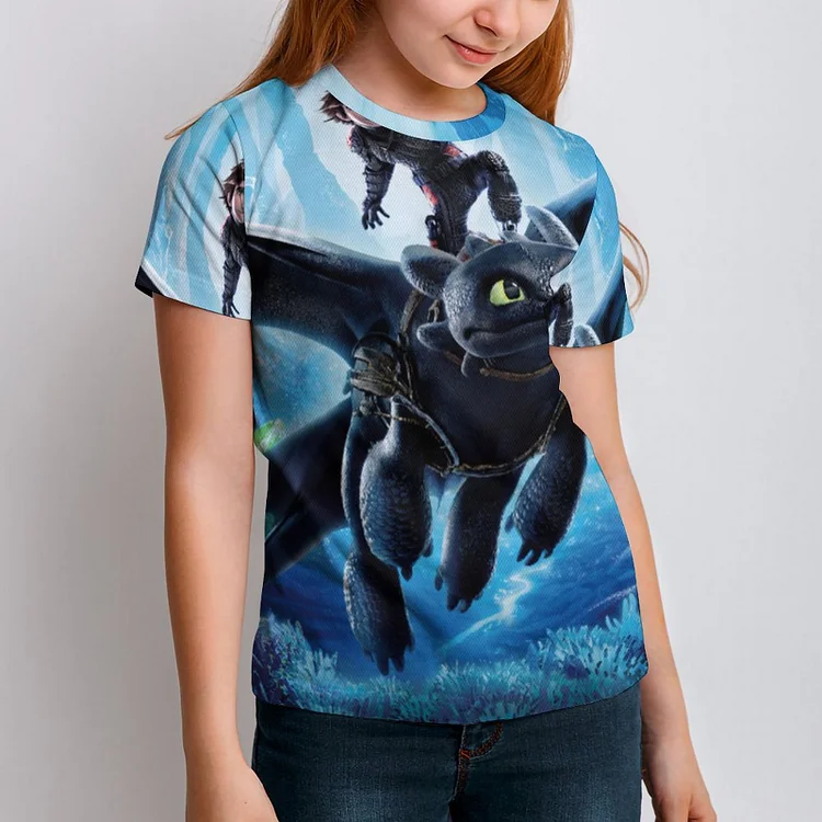 The Hidden World Hiccup Toothless Light Fury Boys Girls Summer Tshirt 3D Print Youth T-Shirt Kids O Neck Tee Tops - Heather Prints Shirts