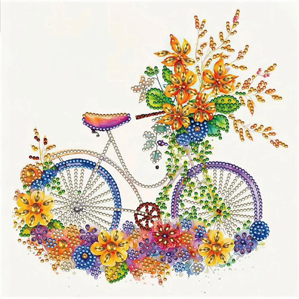 Diamond Painting - Partial Special Shaped Drill - Flower Bike(Canvas|30*30cm)