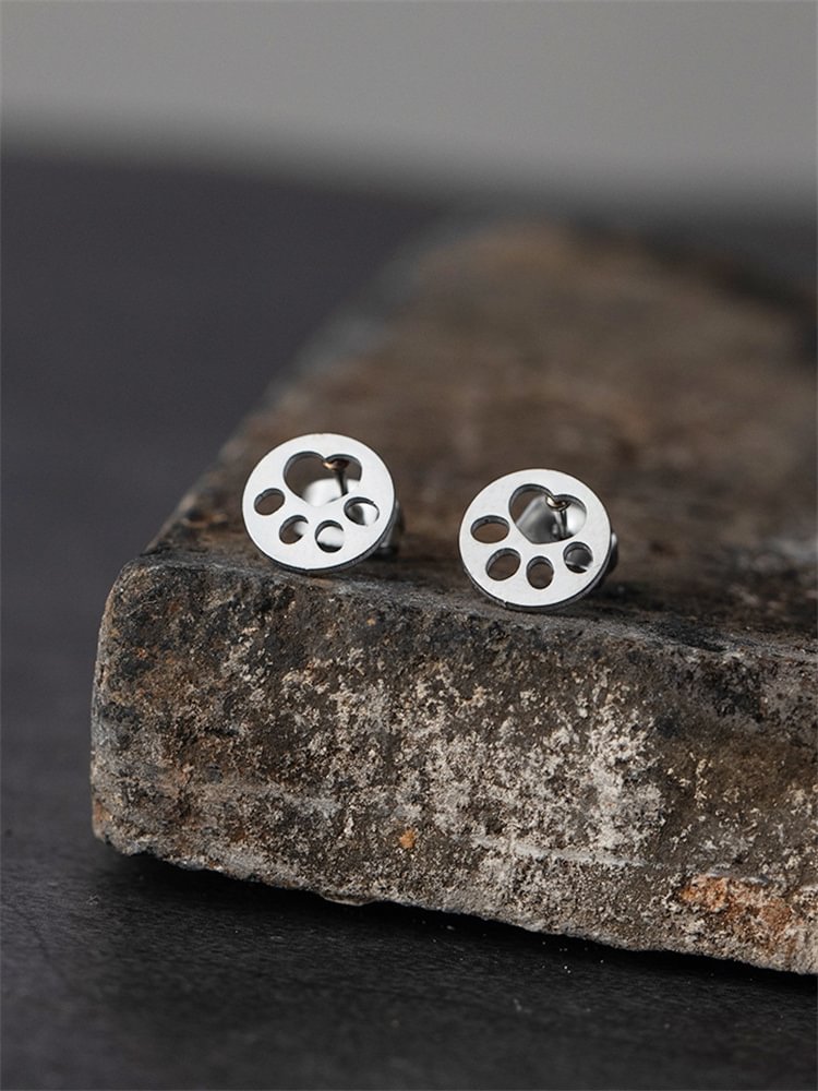 Comstylish Cat Paw Simple Hollow Stud Earrings