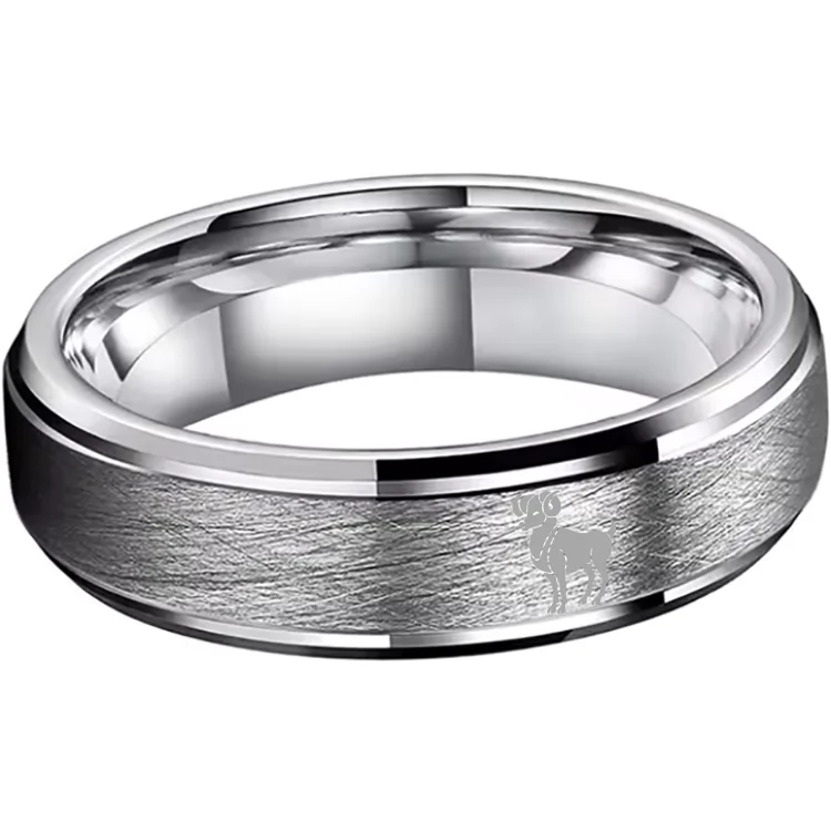 Men Women Aries Tungsten Carbide Rings Steps Sliver Tungsten Wedding Bands 4MM 6MM 8MM