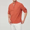 Gioiacombo&trade; Camicia Henley a maniche lunghe in cotone tinta unita da uomo