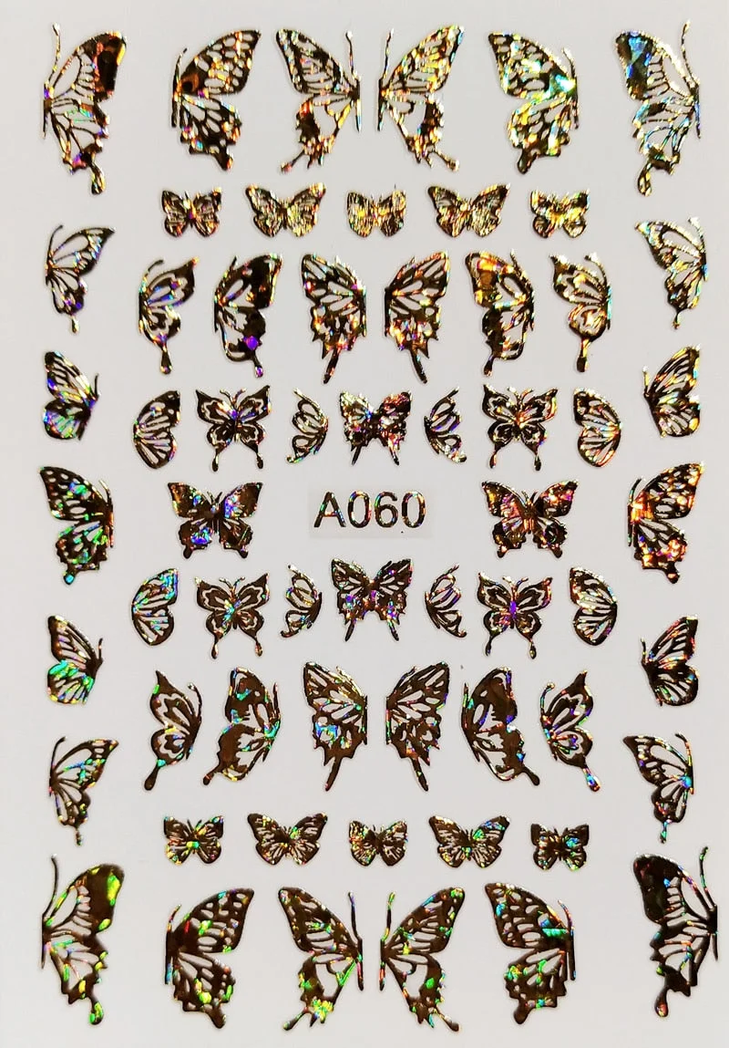 New Arrive Nail Art Sticker Decal Decoration Glow In Dark Butterfly Nail Stickes Back Glue Moon Manicure Sticker on Nails Design