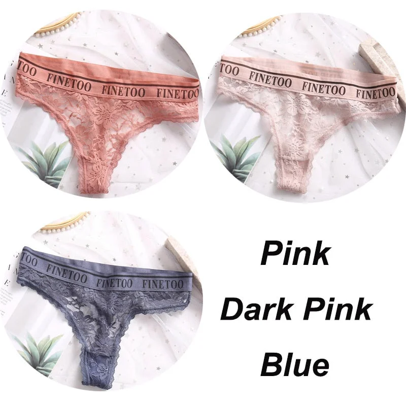 3PCS/Set Women Lace Panties Sexy G-string Underwear Female Underpants Floral Solid Color Briefs Lingerie Sexy Thong Panties M-XL