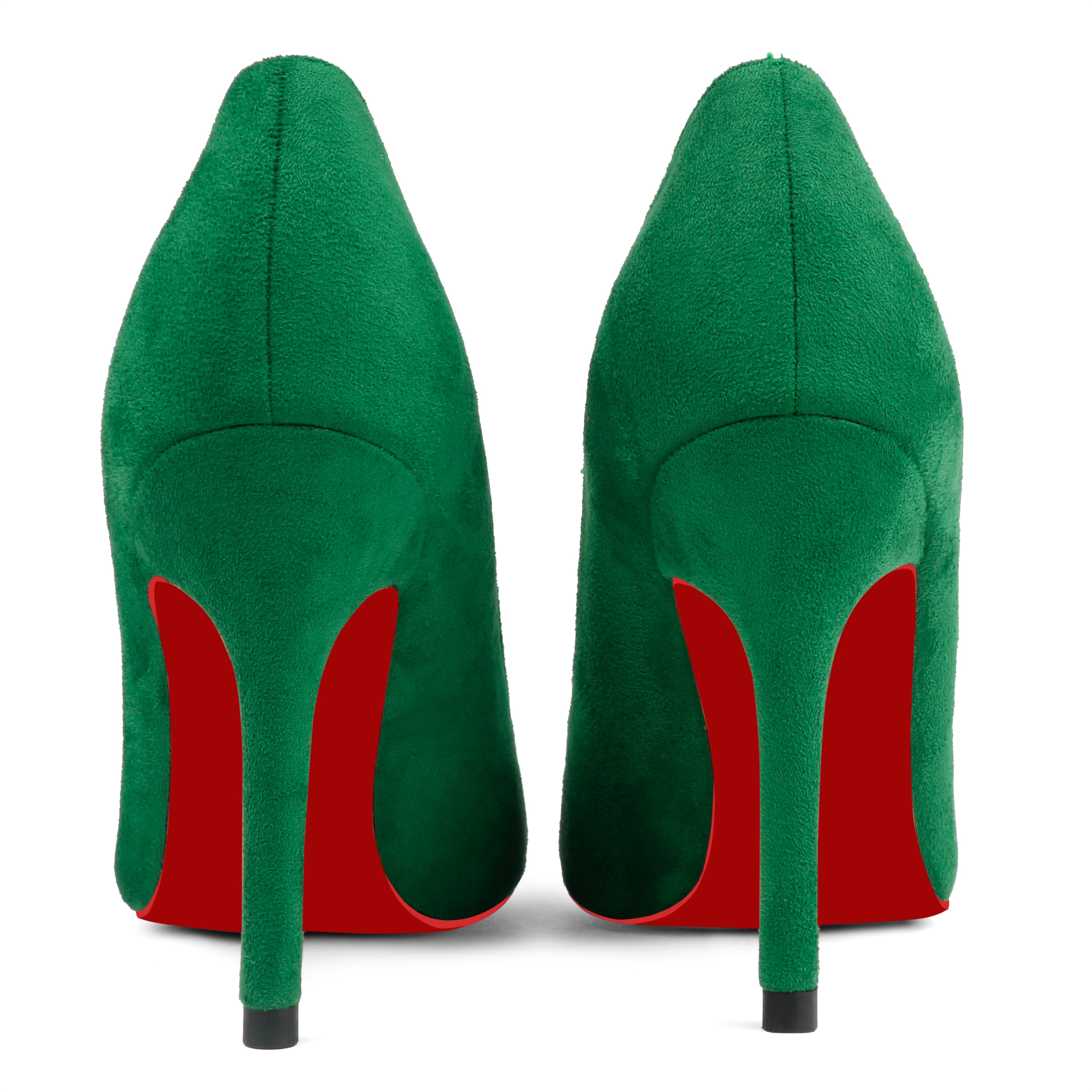90mm Middle Heels Pointy Toe Red Bottom V-Cut Fashion Pumps Suede-vocosishoes