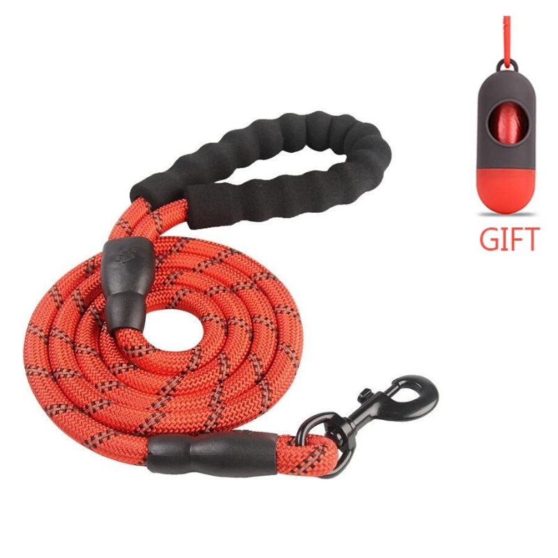 Premium Heavy Duty Reflective Leash + Free Poop Bag Dispenser