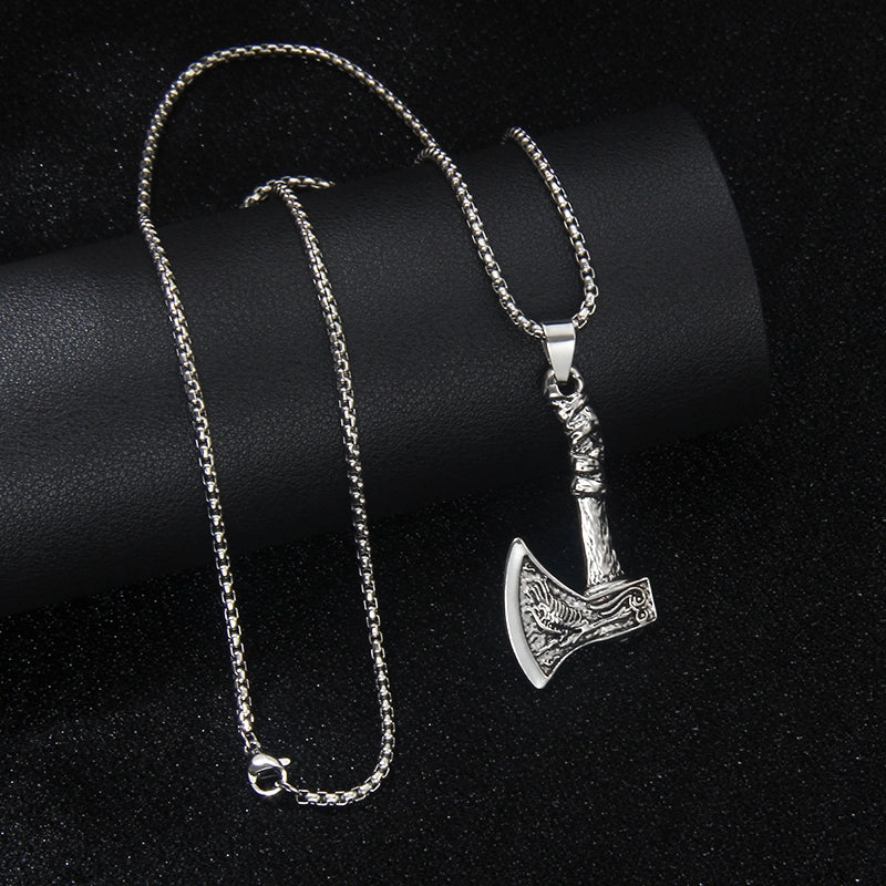 Hip-Hop Punk Axe 201 Stainless Steel Zinc Alloy Square Pearl Chain Pendant Necklaces