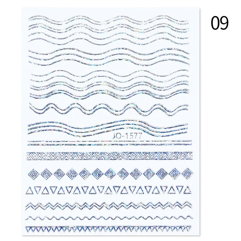 1Pc Black White French 3D Nail Sticker Hollow Painting Nail Trasnfer Sliders Manicure Butterfly Star Heart Pattern Nail Decor-Nail Inspo