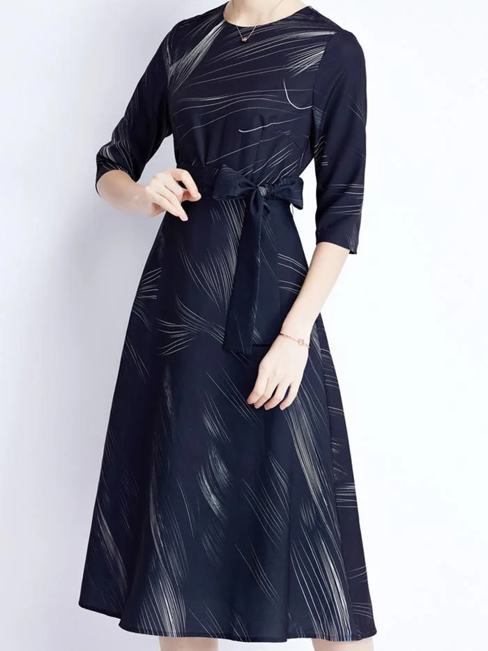 Fashion Round Neck Print Dress