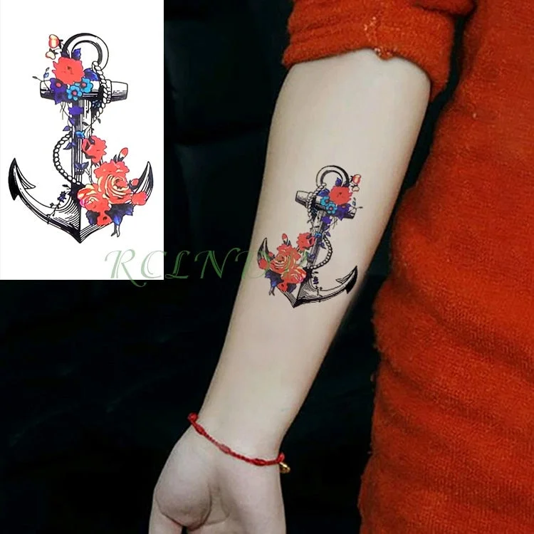 Waterproof Temporary Tattoo Sticker Marine Pirate Anchor Fake Tatto Flash Tatoo Tatouage Wrist Foot Hand Arm For Girl Women Men