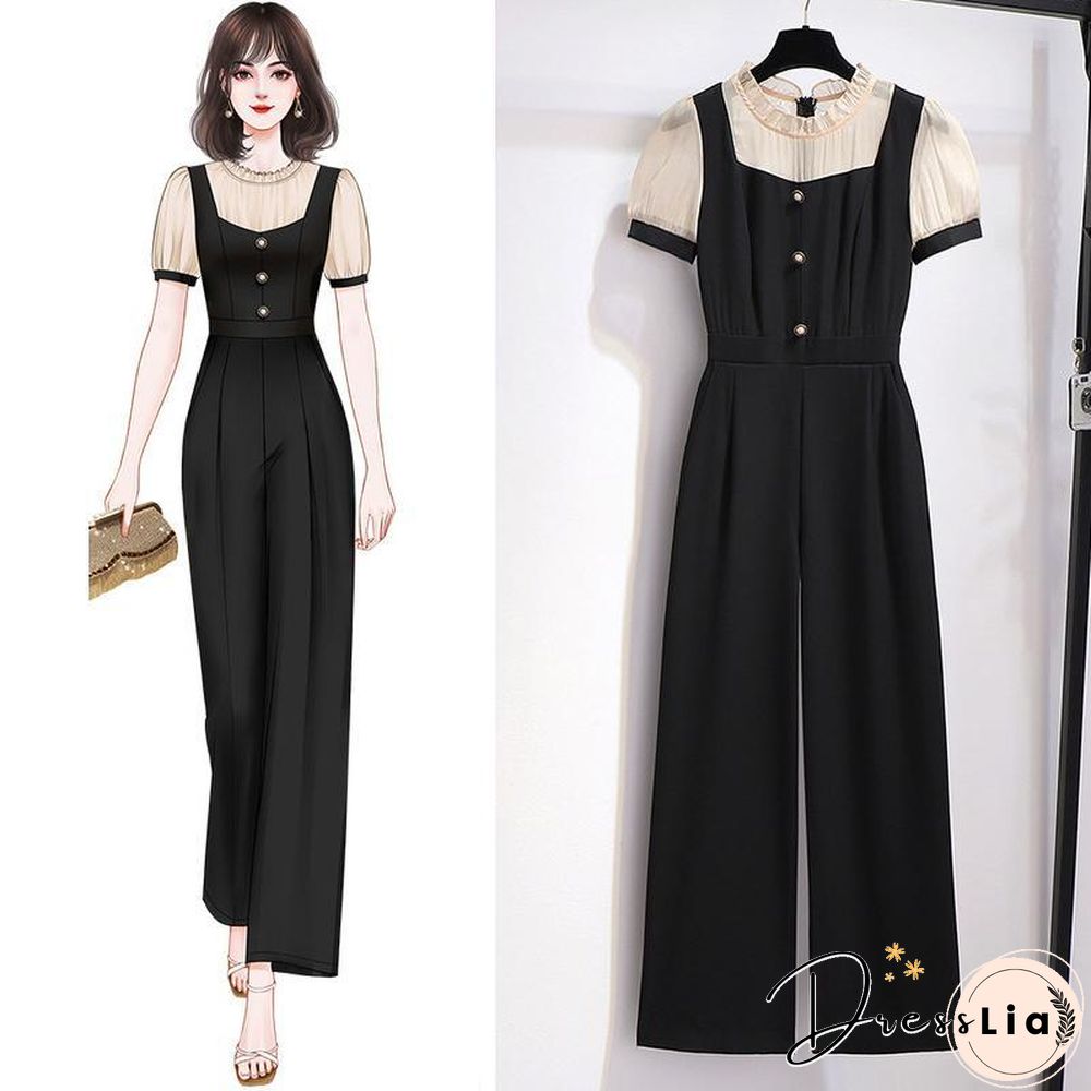 Elegant Patchwork High Waist Rompers P11388