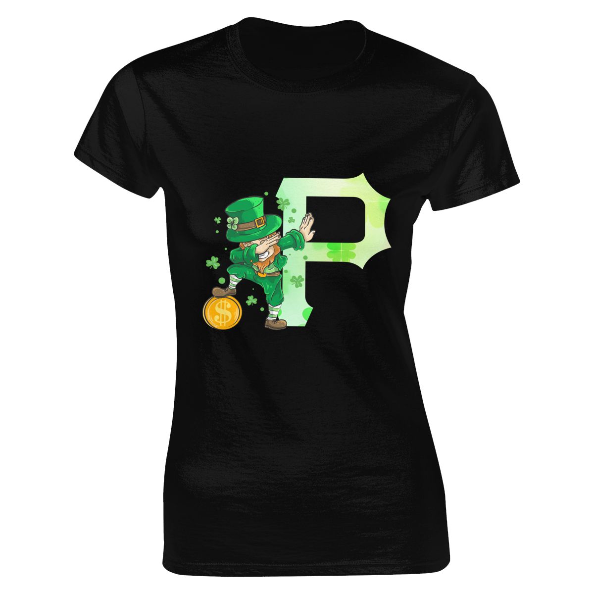 Pittsburgh Pirates St Patrick's Day Dabbing Leprechaun Women's Crewneck T-Shirt
