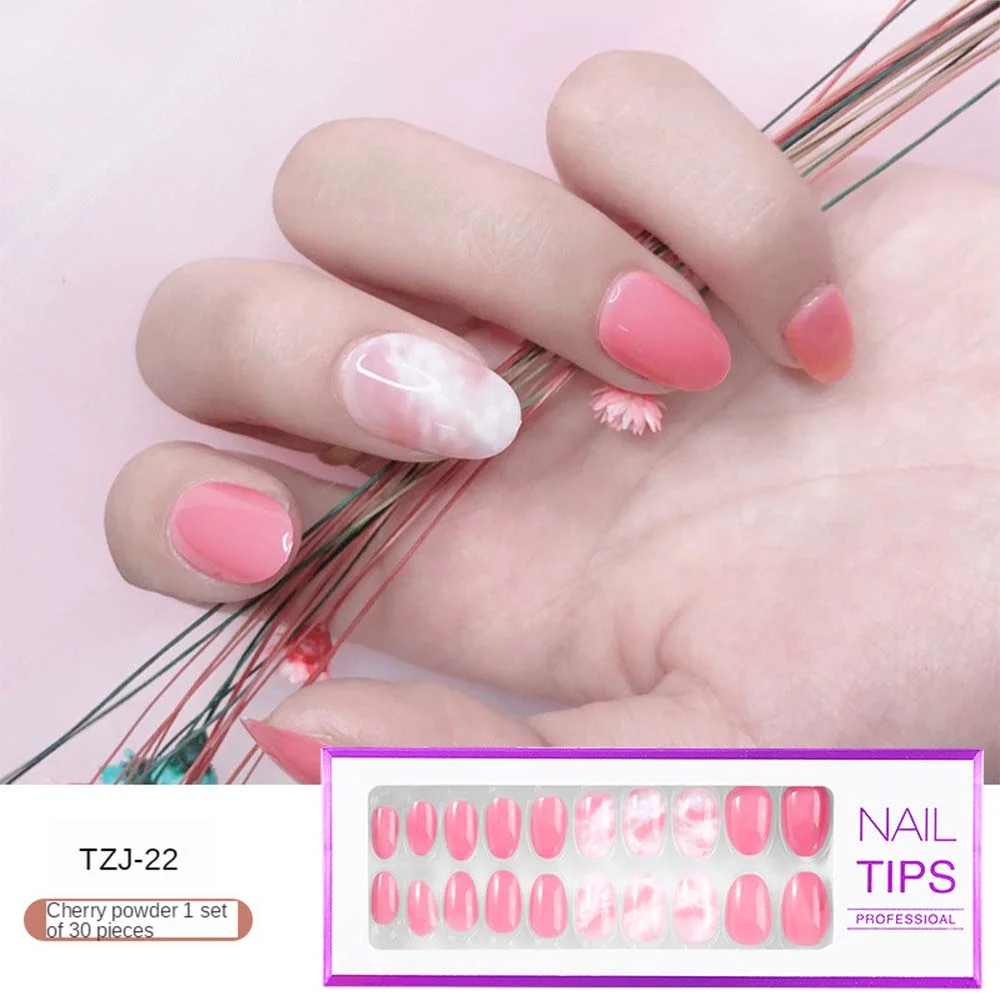 24/30Pcs/Set Reusable False Nail Tips Set Full Cover Shiny Matte Nail Tips With Designs Press On Nails Art Fake Extension Tips-Nail Inspo