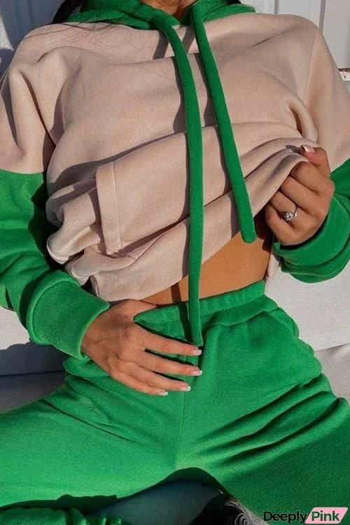 Color Block Hoodie & Sweatpants Set