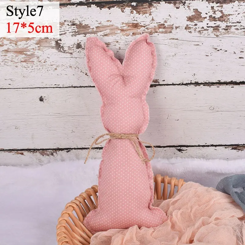 Easter Rabbit Pink Yellow Ornament Cute Cloth Bunny Doll for Spring Easter Home Party Decoration Kids Gift DIY Crafts Supplies