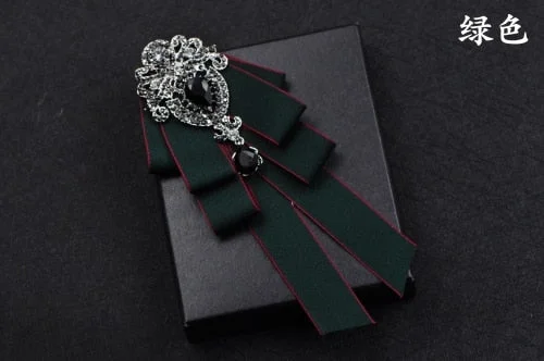 High-quality Fashion Handmade Red Diamond Bow Tie Wedding Collar Bowtie Brooch Pocket Towel Square Set Gifts for Men Accessories