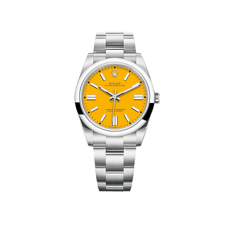 Rolex Oyster Perpetual 126000 Stainless Steel Yellow Dial